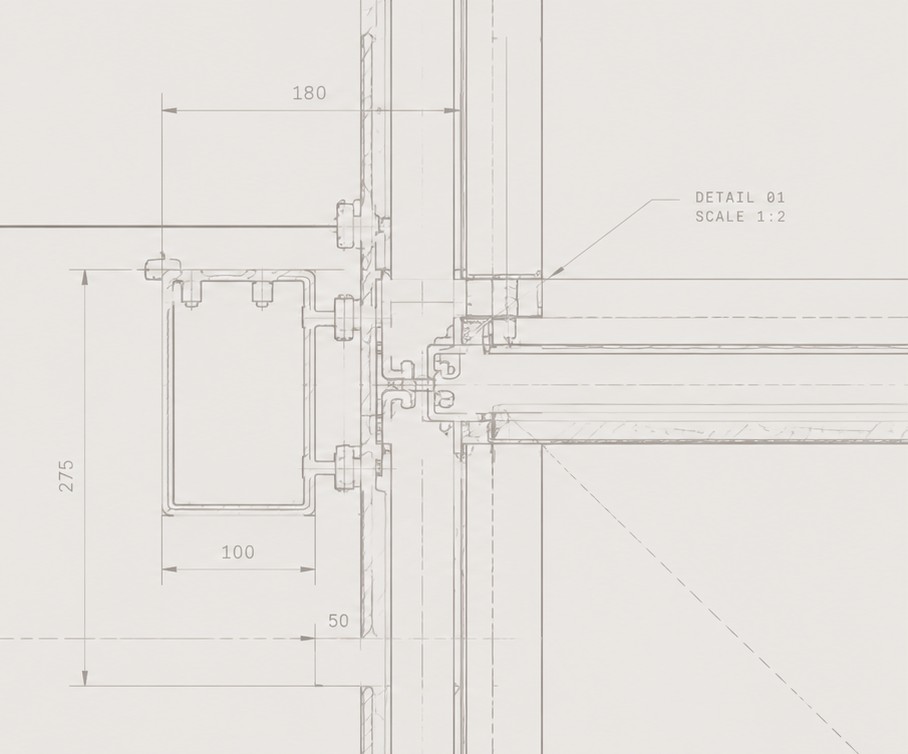 Curtain wall mullion detail drawing