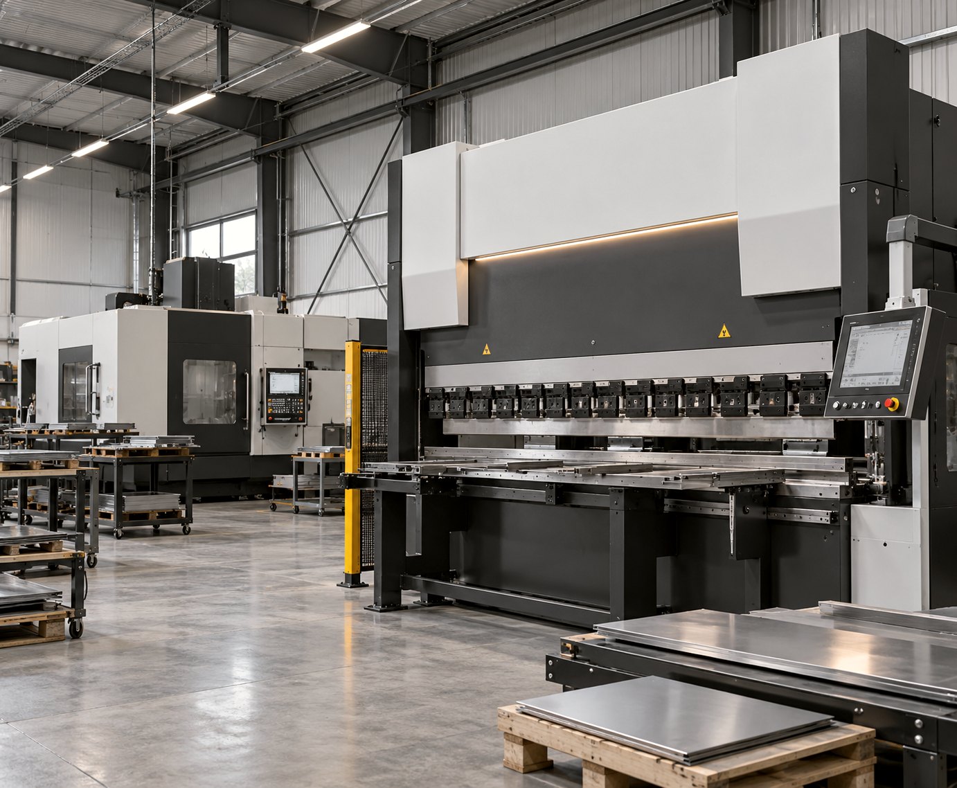 CNC press brake and machining centre on the shop floor