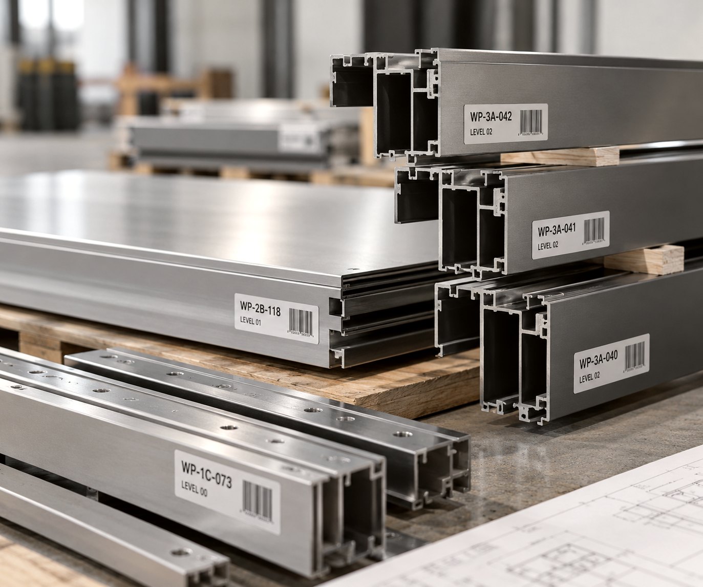 Aluminum profiles with WrightPoint part labels