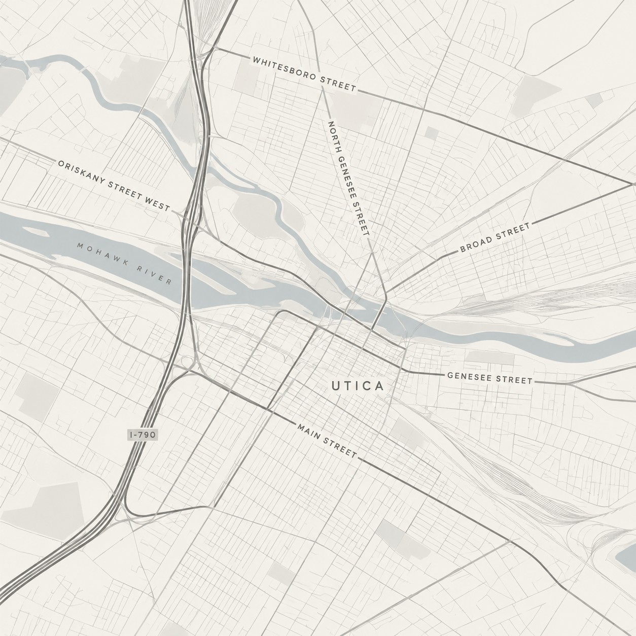 Map of central Utica, New York